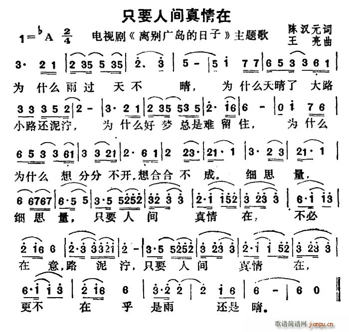 胡月   陈汉元 《离别广岛的日子》简谱