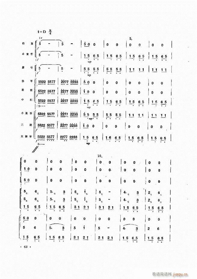 未知 《小型乐队编配b 目录前言 1-60》简谱