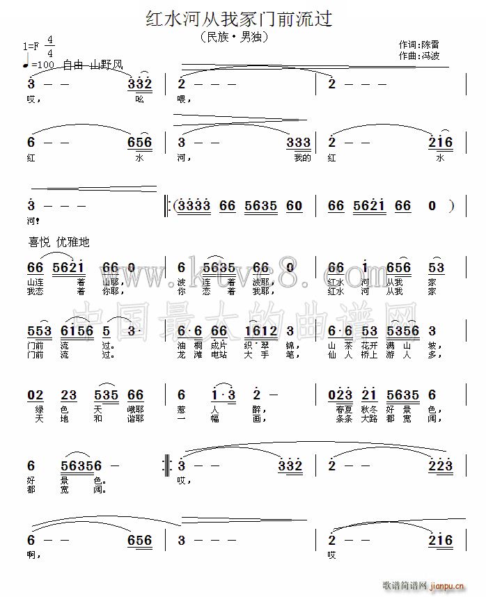 未知 《红水河从我家门前流过》简谱