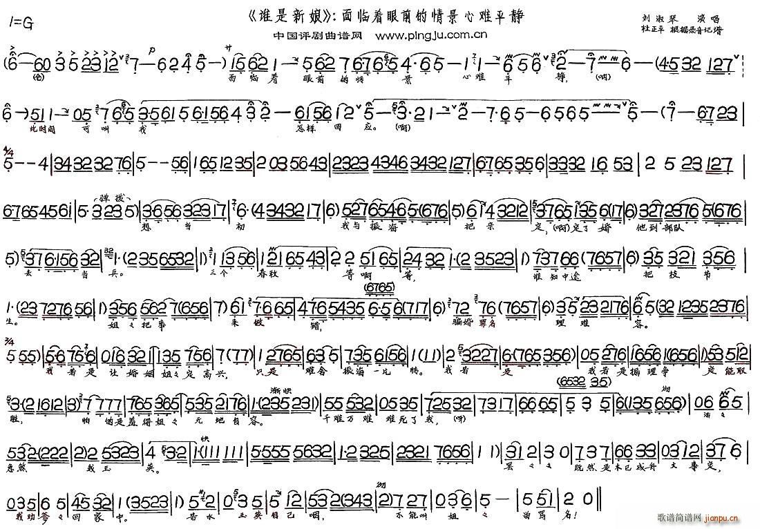 刘淑琴 《谁是新娘》简谱