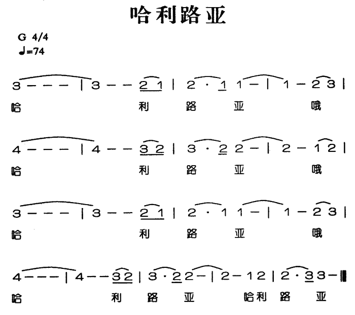 未知 《哈利路亚》简谱