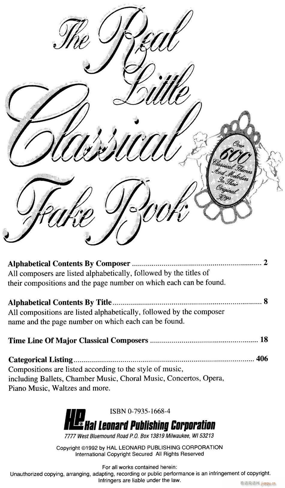 未知 《The Real Little Classical Fake Book（P1-20）》简谱