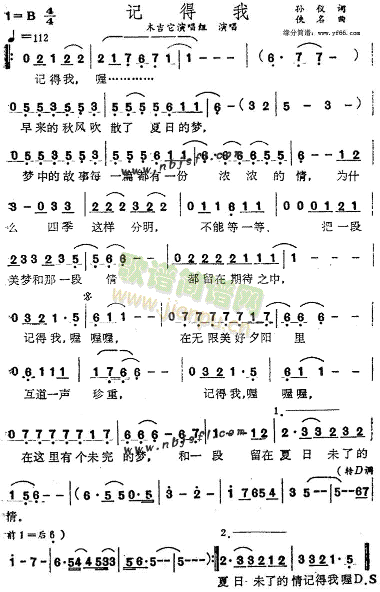 木吉他演唱组 《记得我》简谱