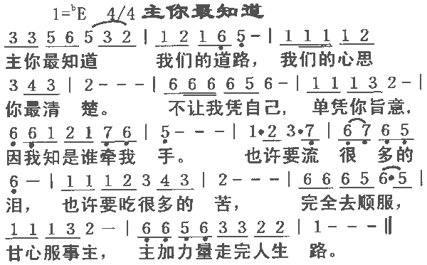 未知 《主你最知道》简谱