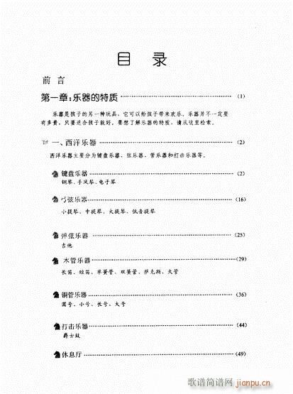 未知 《孩子学什么乐器好？目录1-20》简谱