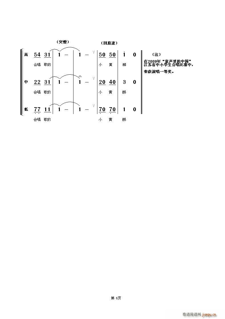 江苏南通市通州区实验小学   朱顺宝 望安词 《滴哩滴哩（少儿三声部合唱）》简谱