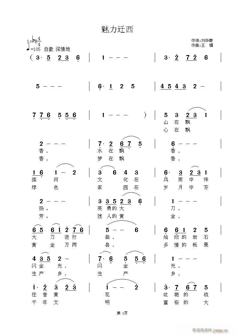 王镭 刘华群 《魅力迁西》简谱