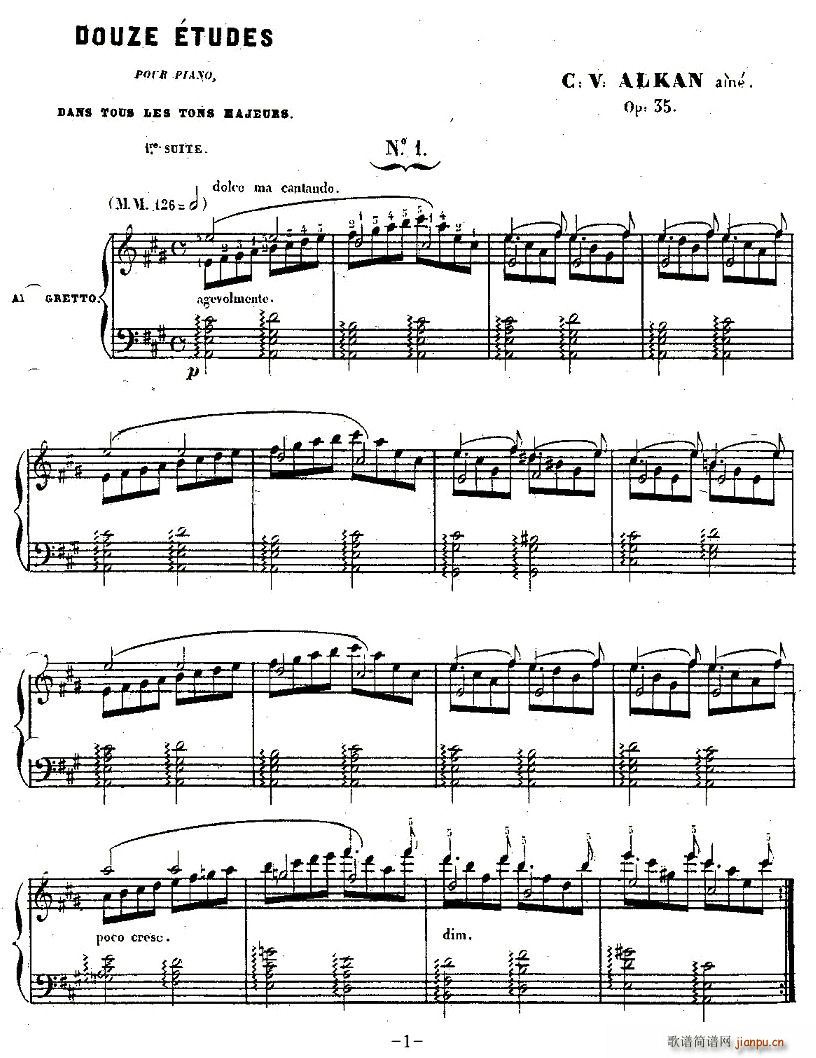 未知 《Etude No. 1（A major）》简谱