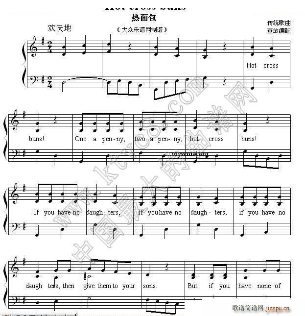 未知 《Hot cross buns 热面包》简谱