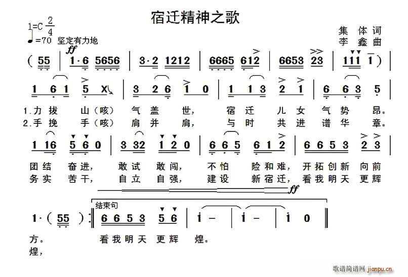 集体 《宿迁精神之歌》简谱