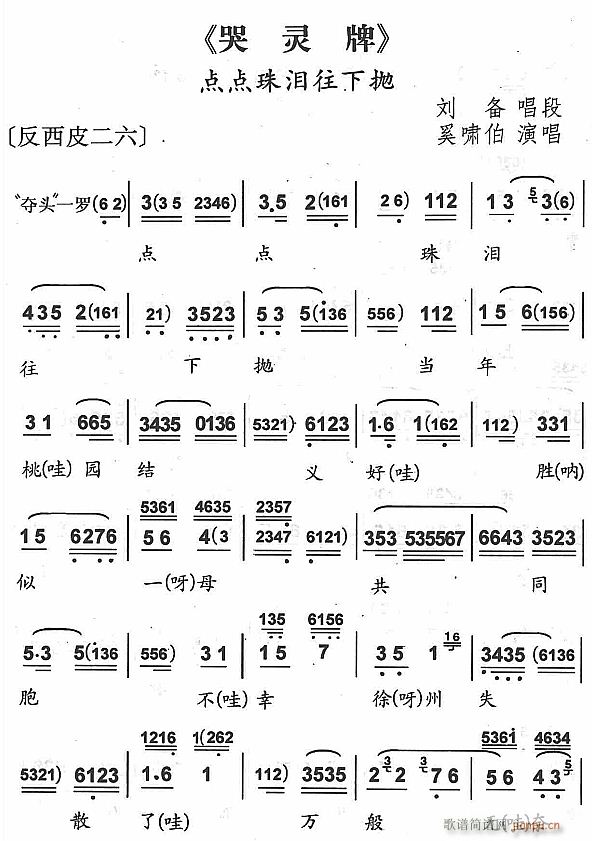 未知 《点点珠泪往下抛1》简谱