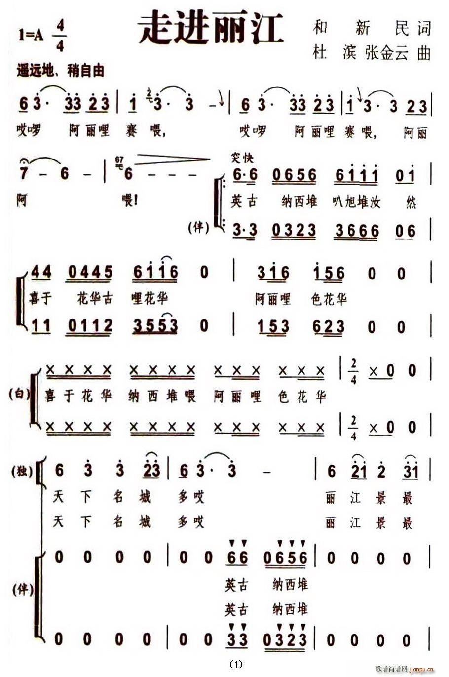 和新民 《走进丽江》简谱