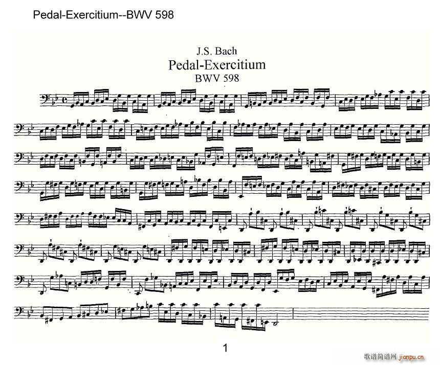 未知 《Pedal-Exercitium--BWV 598（管风琴谱）》简谱