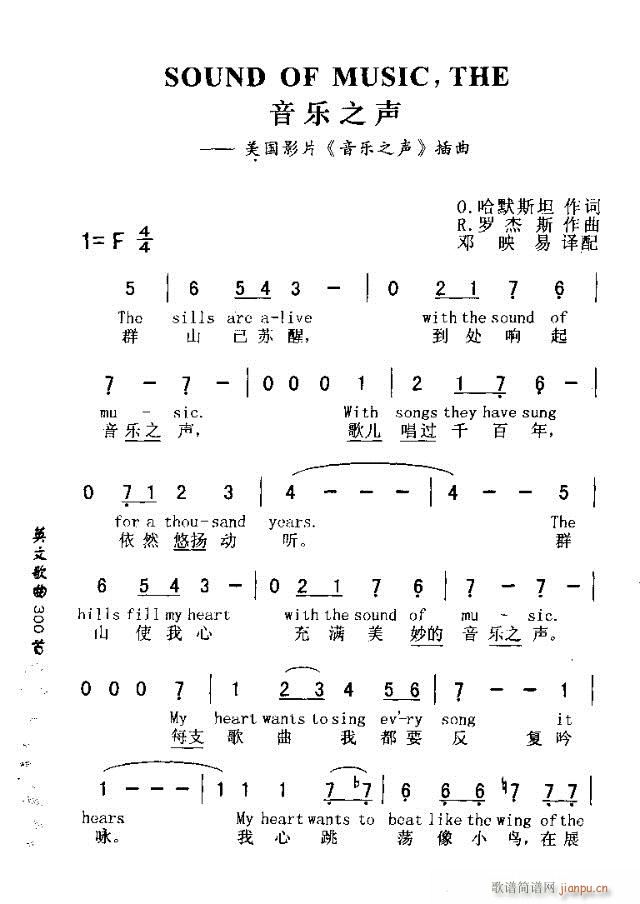 未知 《SOUND OF MUSIC THE（音乐之声）》简谱