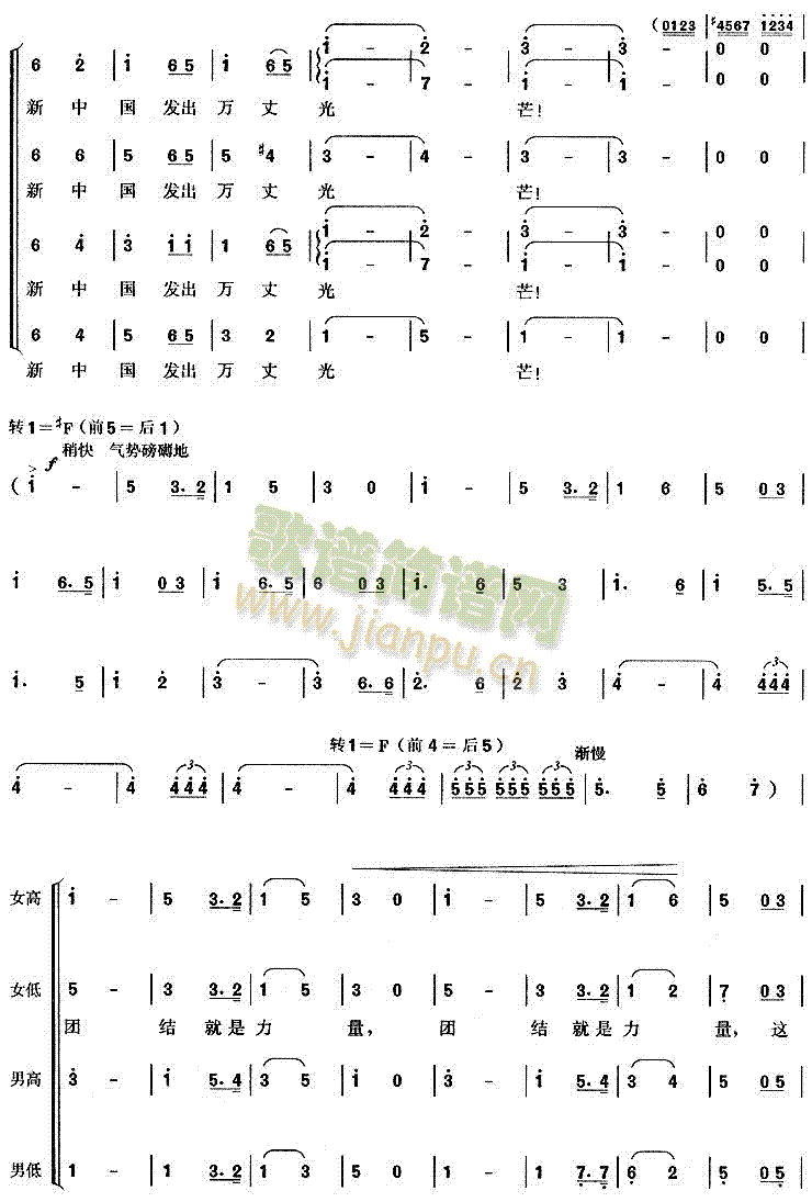 未知 《团结就是力量》简谱