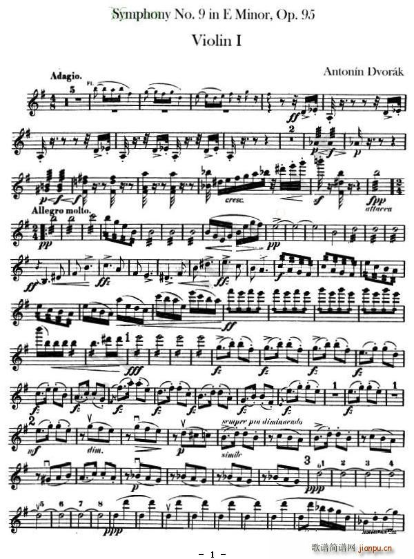 未知 《Symphony No.9 in E Minor, Op.95》简谱