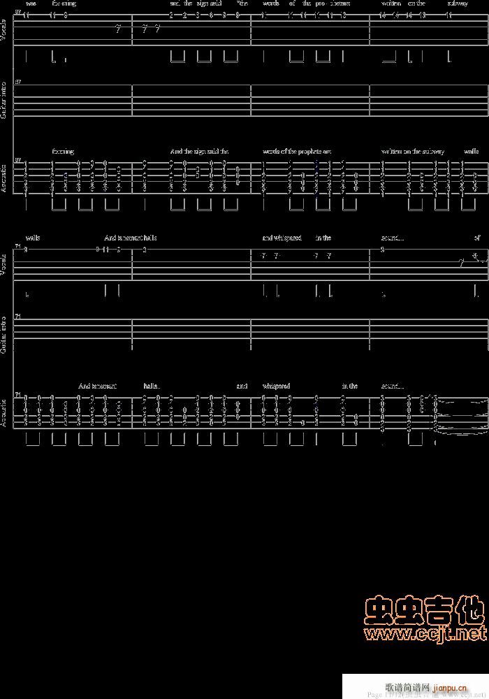 保罗-西蒙Simon & Garfunkel   发布: 2010-7-26 ?? 网评:  (45票) 《寂静之声-The Sounds Of Silence》简谱