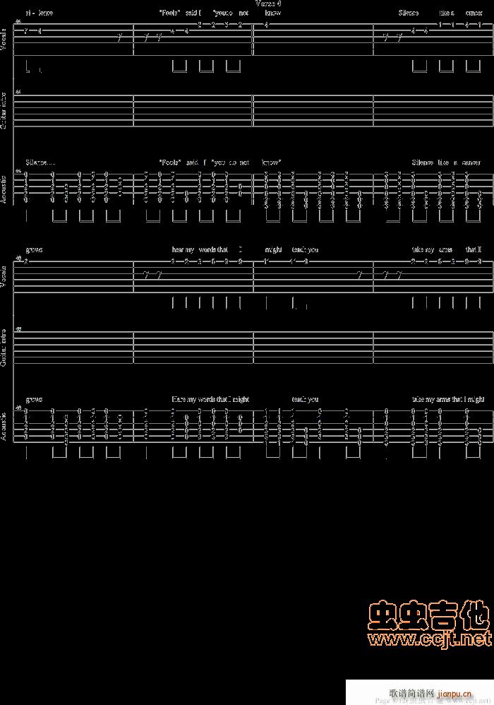 保罗-西蒙Simon & Garfunkel   发布: 2010-7-26 ?? 网评:  (45票) 《寂静之声-The Sounds Of Silence》简谱