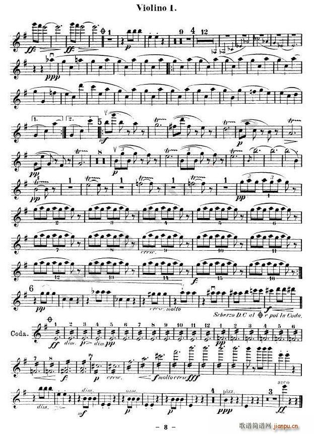 未知 《Symphony No.9 in E Minor, Op.95》简谱