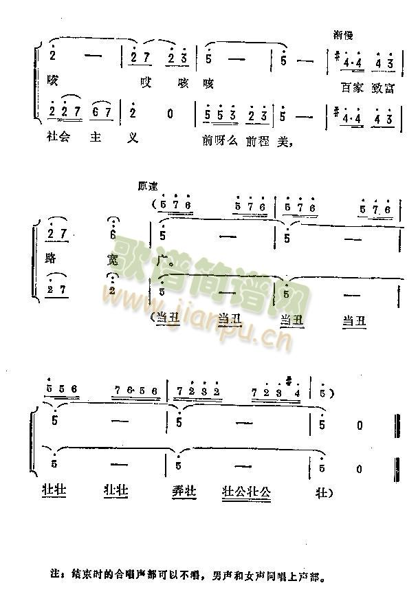 未知 《百家致富路宽广》简谱