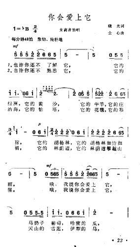 未知 《你会爱上他》简谱