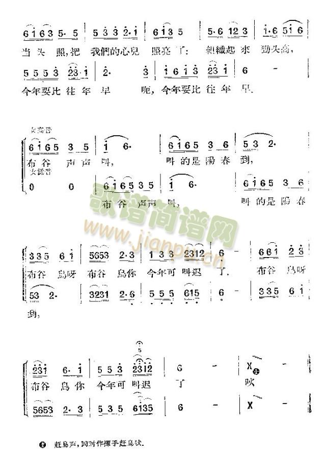 未知 《布谷鸟你叫迟了》简谱