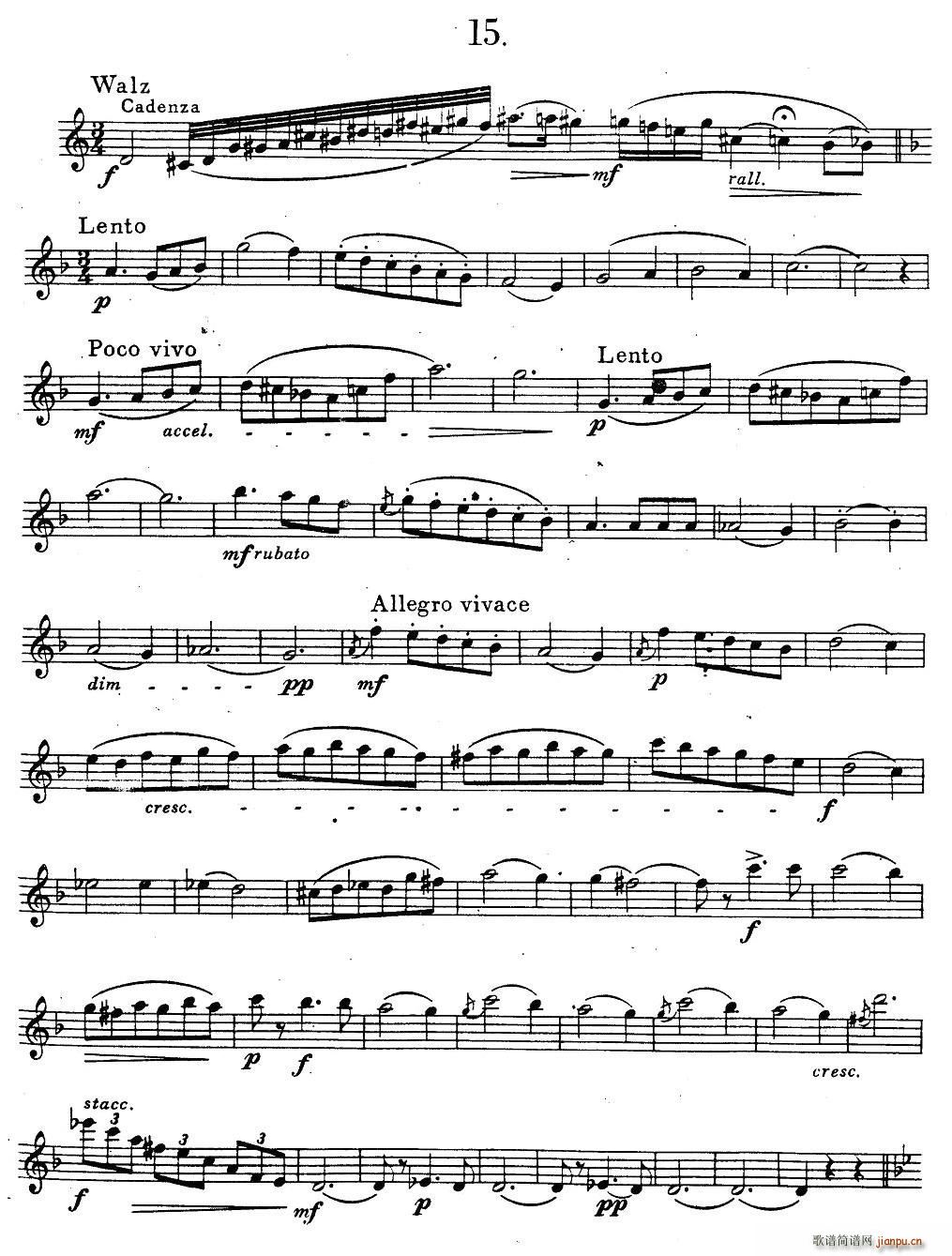 未知 《奇特克-萨克斯练习曲之15（ETUDY PRO SAXOPHON - FR ZITRK.op.3）》简谱