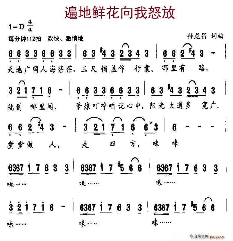 北京娃娃 孙龙昌 《遍地鲜花向我怒放》简谱