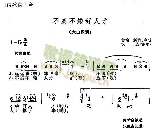 未知 《不高不矮好人才》简谱