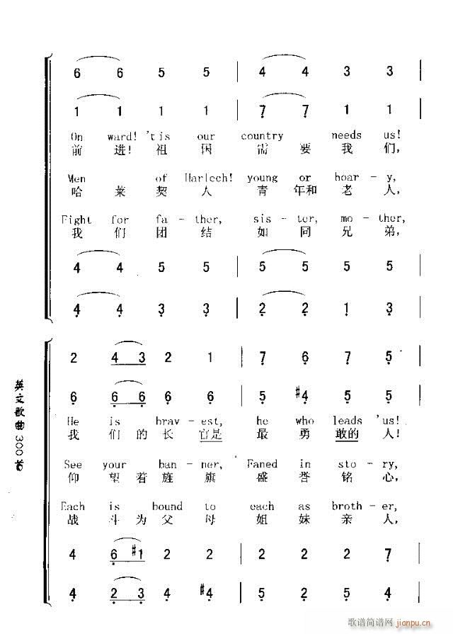 OF THE MEN OF HARLECH（哈莱契人进行 《MARCH OF THE MEN OF HARLECH（哈莱契人进行曲）》简谱