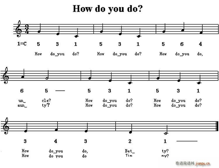 未知 《How do you do（你好）（英文儿歌）》简谱