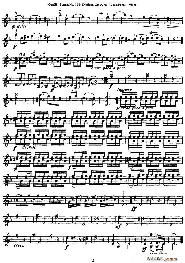 未知 《Sonata No.12 in D Minor》简谱