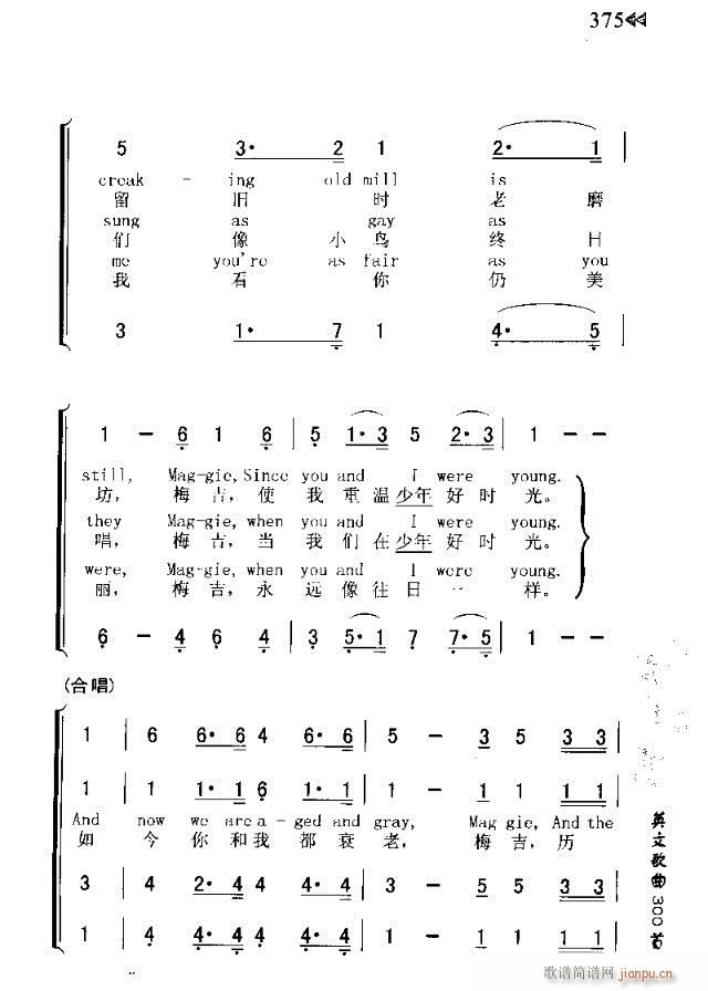 未知 《MIGGIE WHEN YOU AND I WERE YOUNE（梅吉，当我们年轻时）》简谱