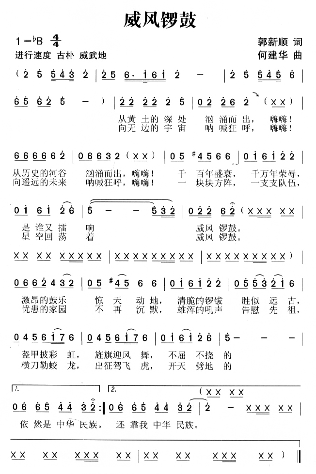 未知 《威风锣鼓》简谱