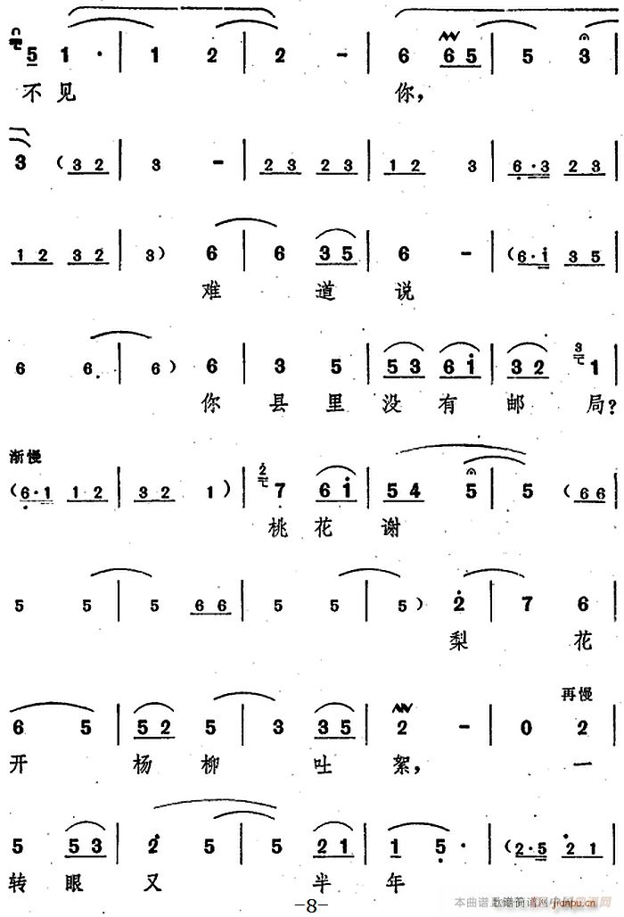 舞台版 《朝阳沟》简谱