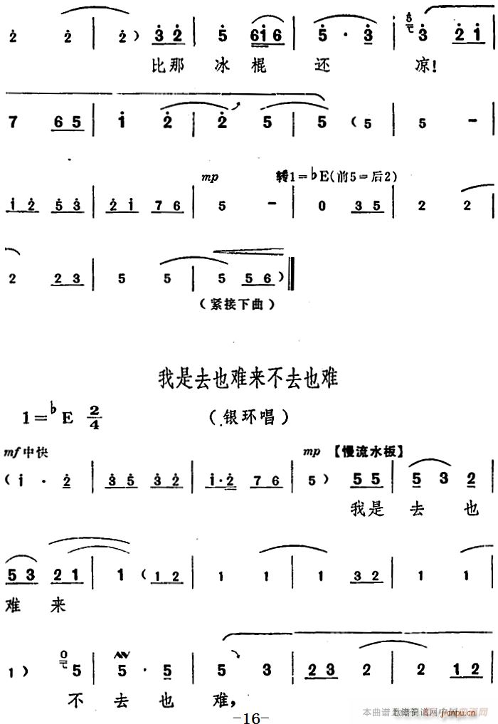 舞台版 《朝阳沟》简谱