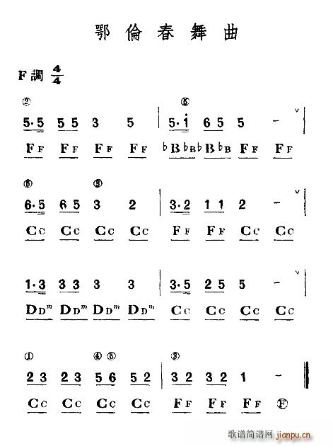 未知 《鄂伦春舞曲》简谱