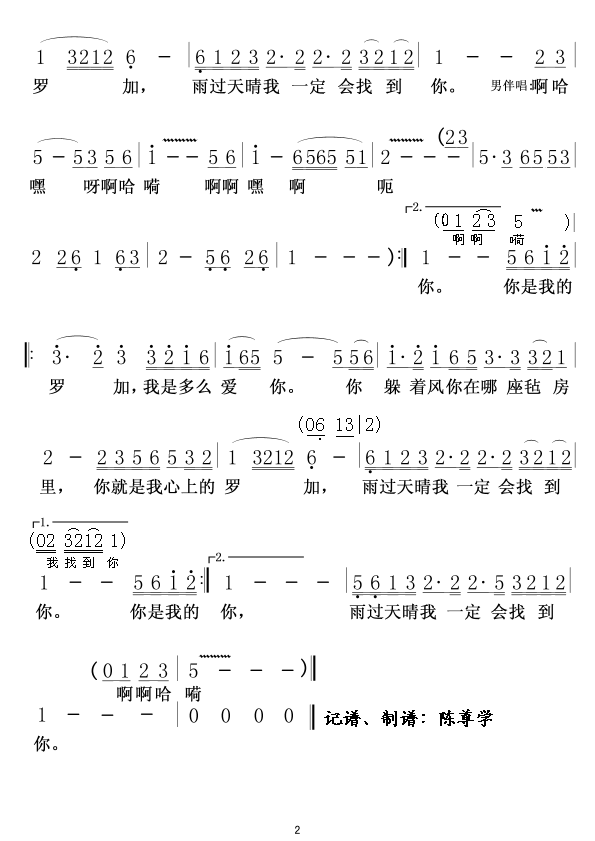 阿鲁阿卓 《心上的罗加02》简谱