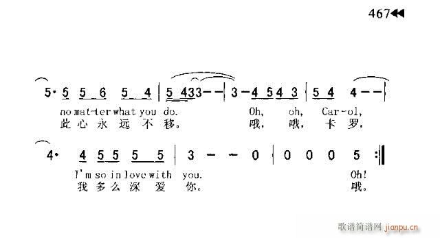 未知 《OH!CAROLI（哦，卡罗）》简谱