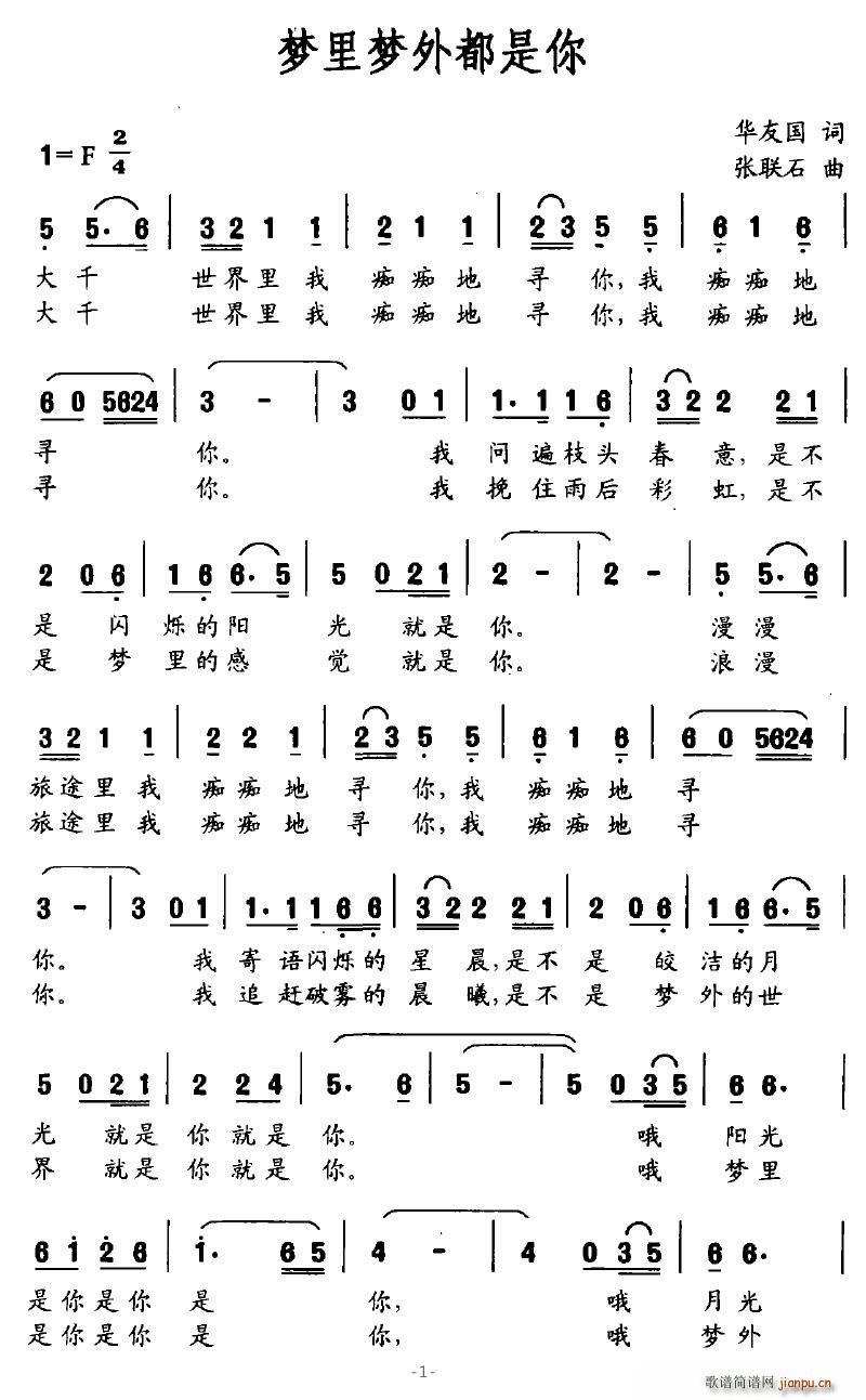 苍海笛声 华友国 《梦里梦外都是你》简谱