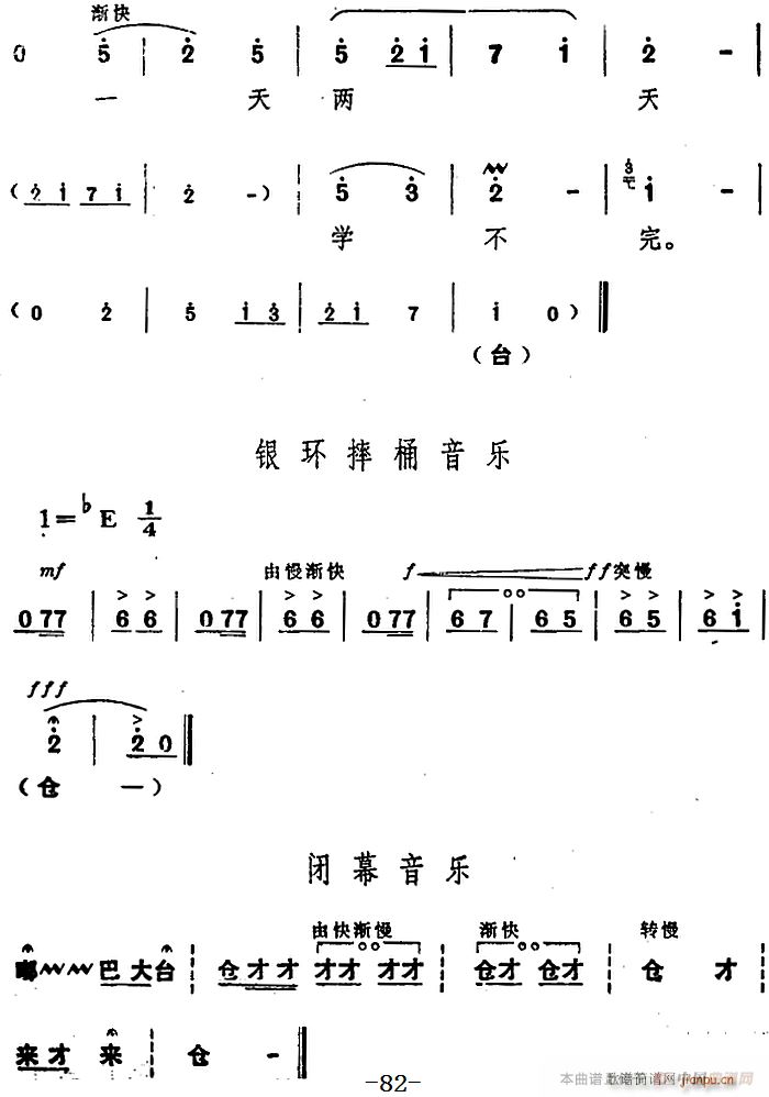 舞台版 《朝阳沟》简谱