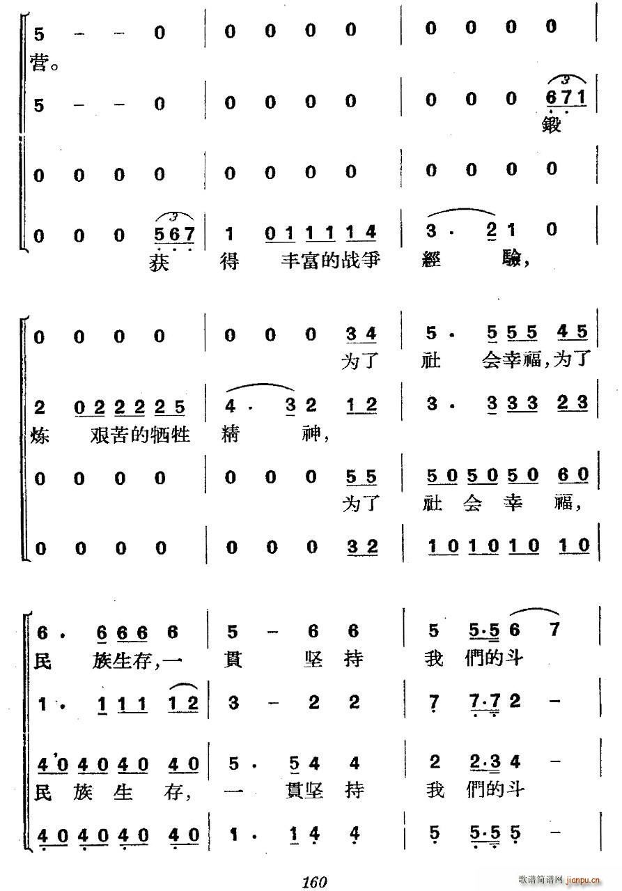 未知 《革命历史歌曲表演唱》简谱