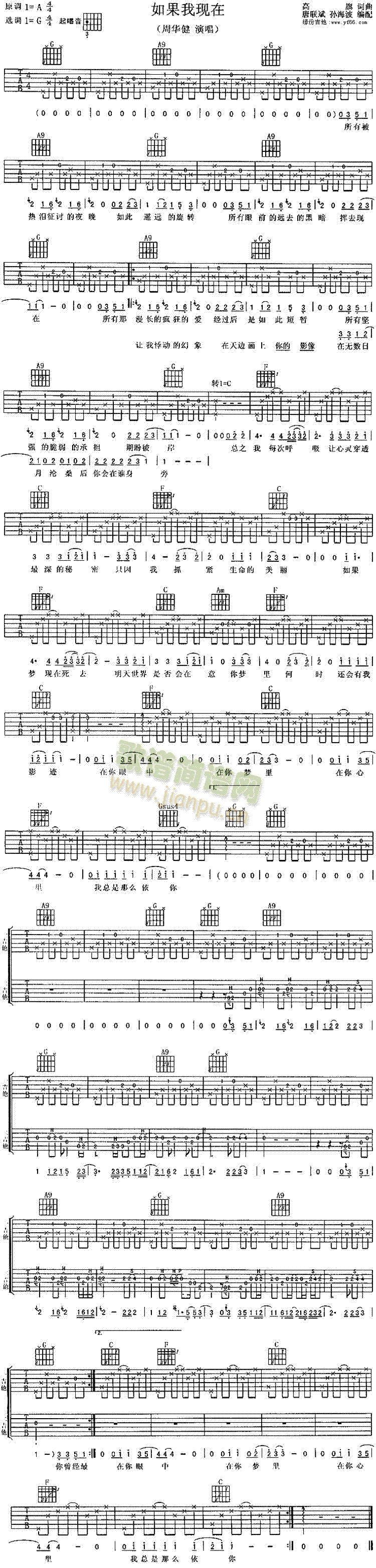 未知 《如果我现在》简谱