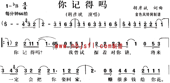 未知 《你记得吗》简谱