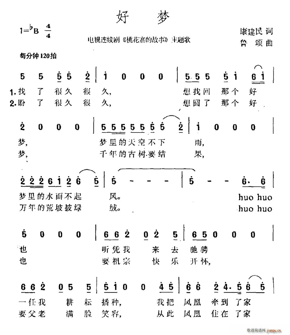 康健民 《桃花寨的故事》简谱