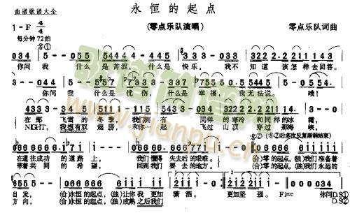 未知 《永恒的起点－－－可听》简谱