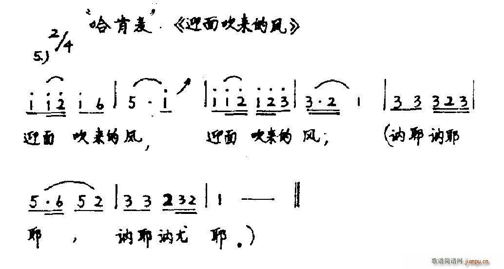 未知 《迎面吹来的风》简谱