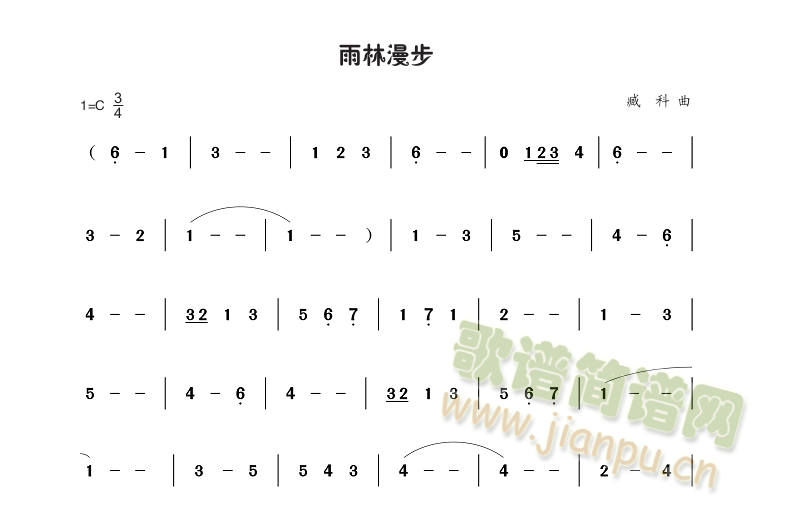 臧科 《雨林漫步》简谱