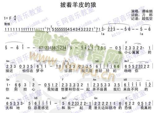 未知 《披着羊皮的狼===》简谱