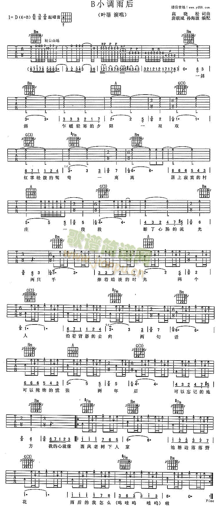 未知 《B小调雨后》简谱